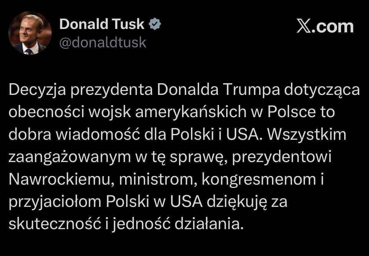 Donald Tusk dziękuję Prezydentowi Nawrockiemu