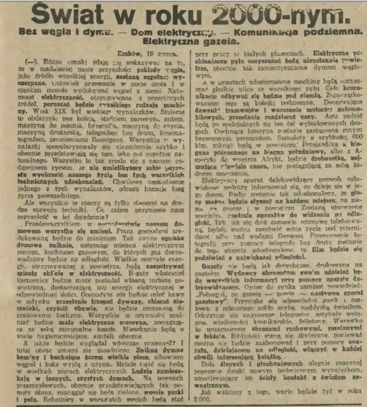 Świat w roku 2000-nym